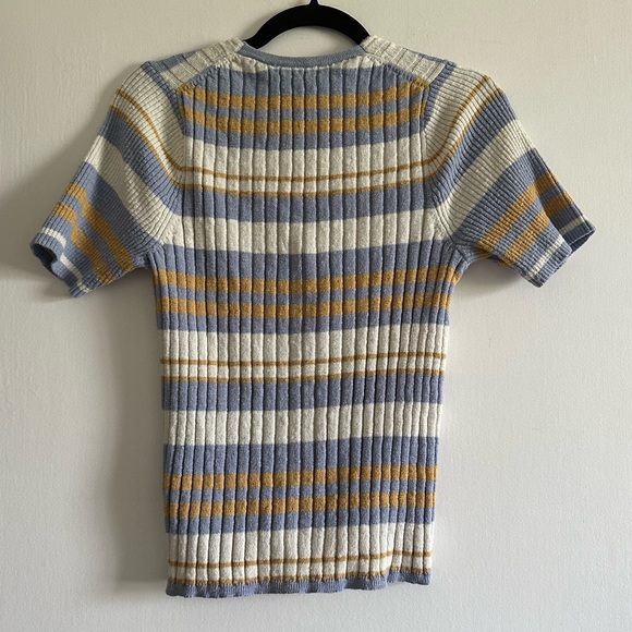 Madewell Glencrest Button Front Sweater Tee in Stripe Size Large EUC - Picture 7 of 11